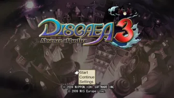 Disgaea 3 - Absence of Justice (USA) (Theme) screen shot title